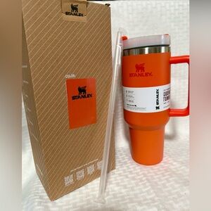 Stanley Orange Insulated Travel Mug with Handle and Straw
